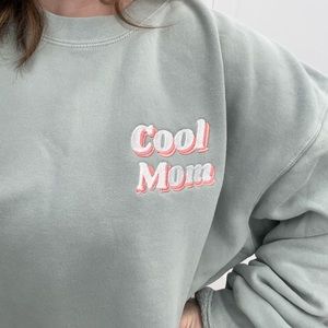 Embroidered mint “cool mom” crewneck sweatshirt